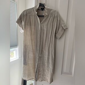J. Crew Linen Short-Sleeve Button-Down Shirt Dress (worn once)